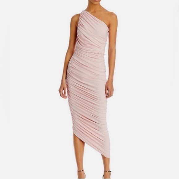 Norma Kamali Blush Asymmetrical Midi Dress - Picture 3 of 3